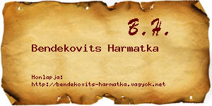 Bendekovits Harmatka névjegykártya